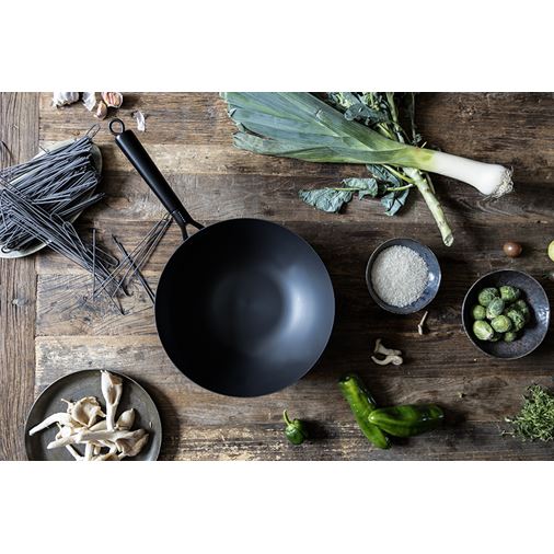 Satake Wok Kolstål med trä 2,5mm