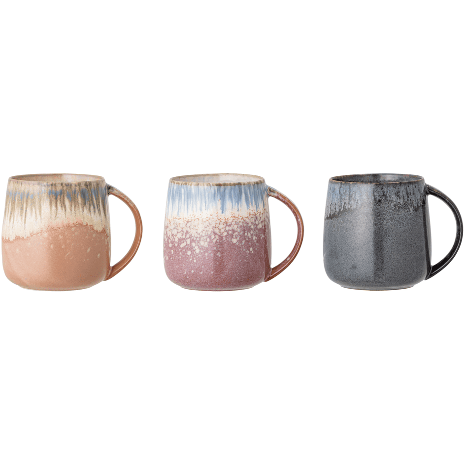 Bloomingville Cloe Mugg Blå I Stengods 3 Set 38 cl